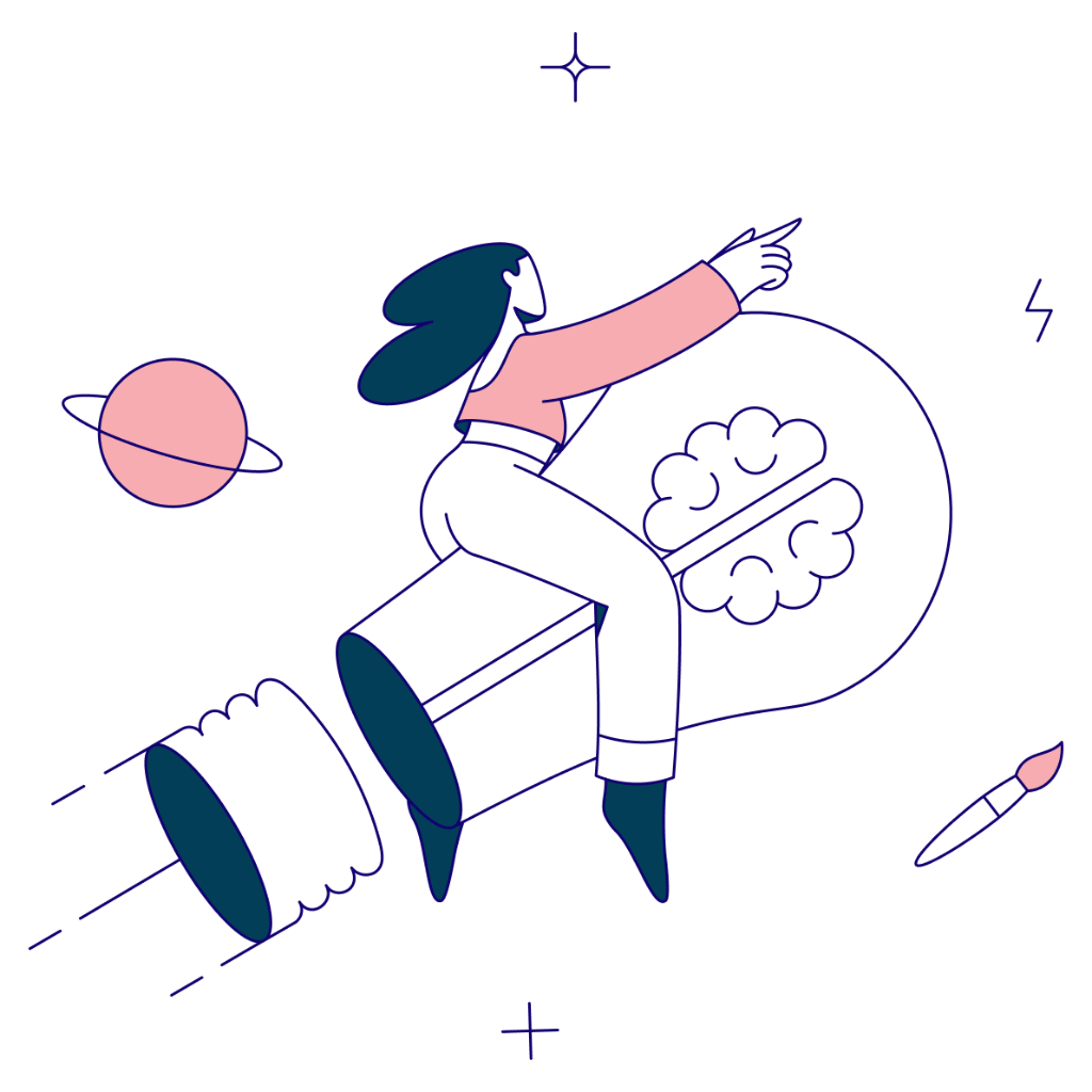 Illustration montrant une femme sur une ampoule, symbole d'innovation